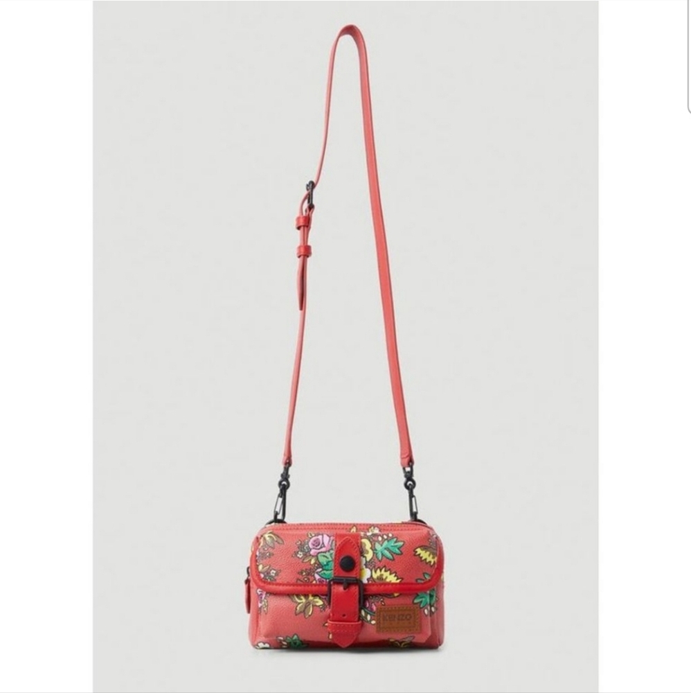 NEW KENZO Pop Bouquet Floral Vegan Mini Crossbody Bag in Medium Red